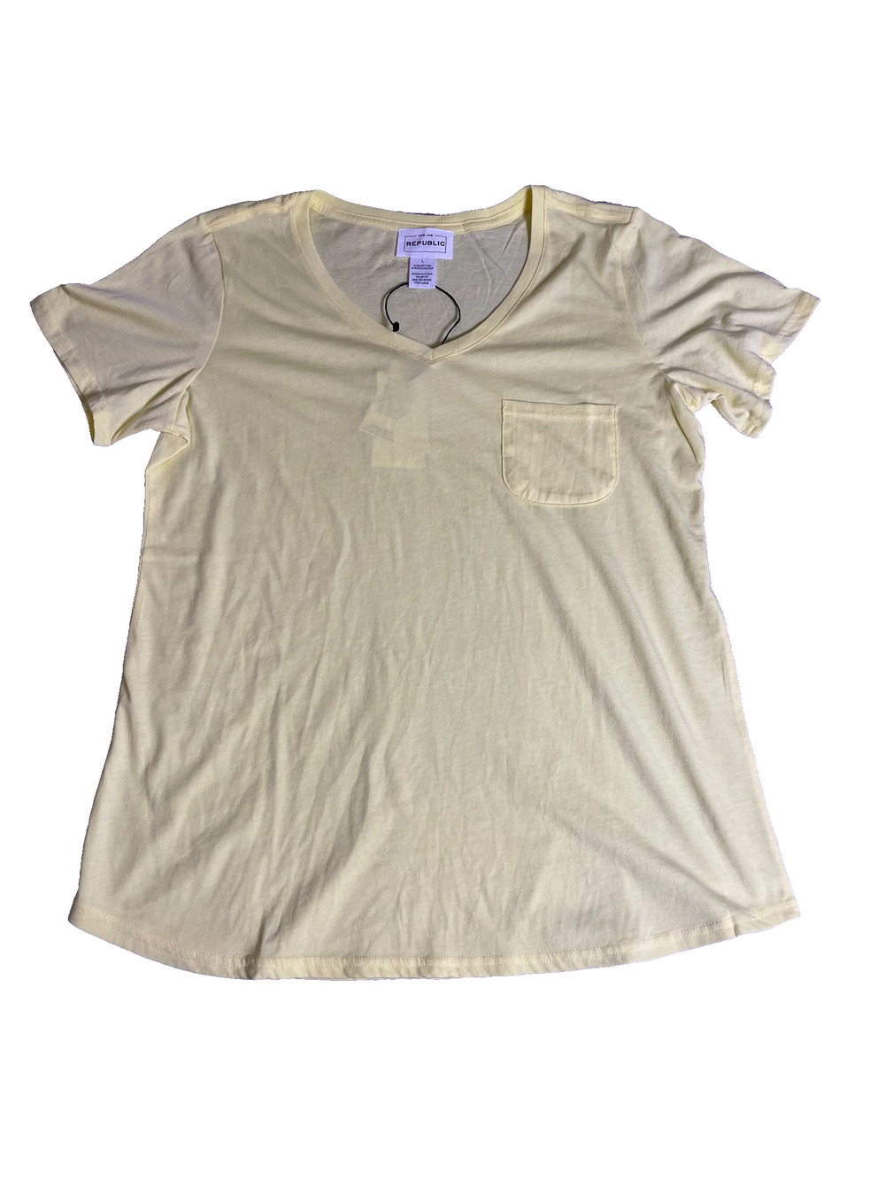NWT For The Republic V Neck Pocket Tee Shirt Womens Large Basic Capsule Closet